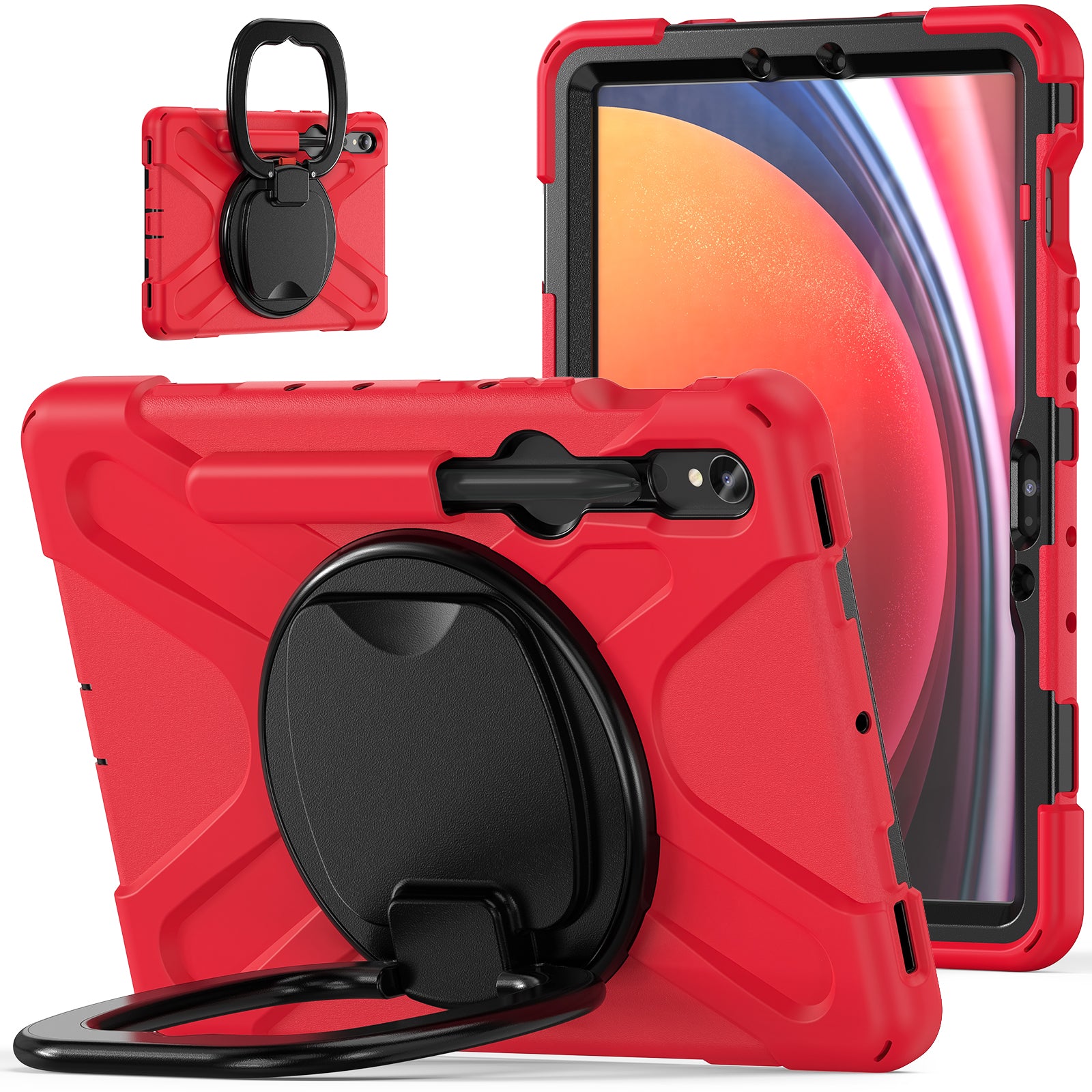 For Samsung Galaxy Tab S9 S8 S7 Hard PC Soft Silicone Case Rotating Kickstand Shockproof Tablet Cover For Samsung Galaxy Tab S9 S8 S7 Hard PC Soft Silicone Case Rotating Kickstand Shockproof Tablet Cover